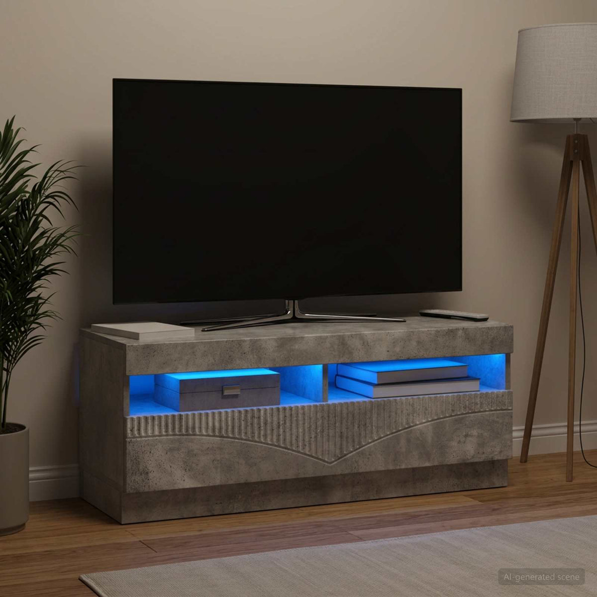 LED-TV-Schrank Betongrau Holzwerkstoff