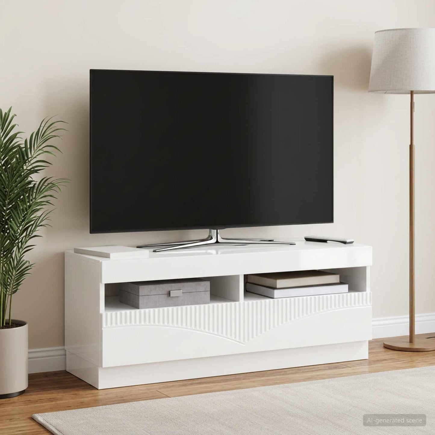 LED-TV-Schrank Hochglanz Weiß Holzwerkstoff