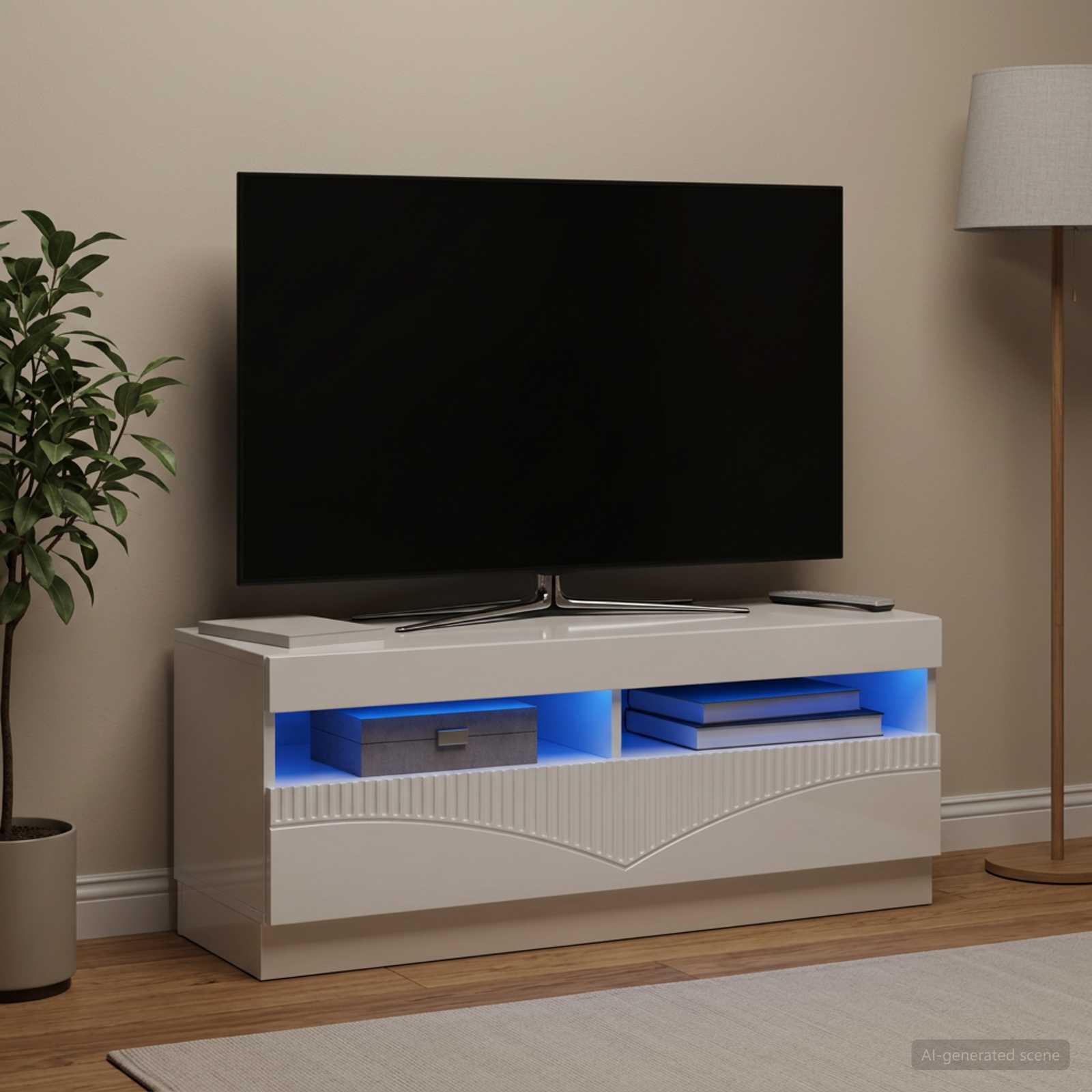LED-TV-Schrank Hochglanz Weiß Holzwerkstoff