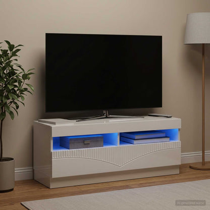 LED-TV-Schrank Hochglanz Weiß Holzwerkstoff