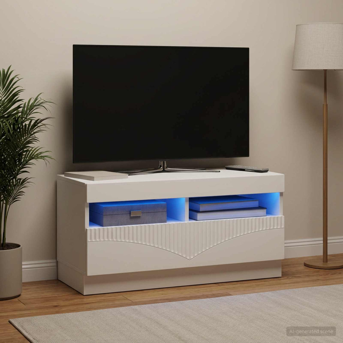 LED-TV-Schrank Weiß Holzwerkstoff