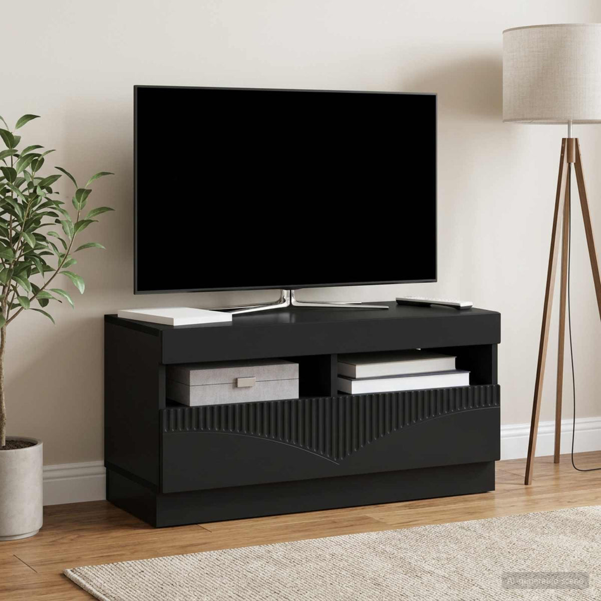LED-TV-Schrank Schwarz Holzwerkstoff