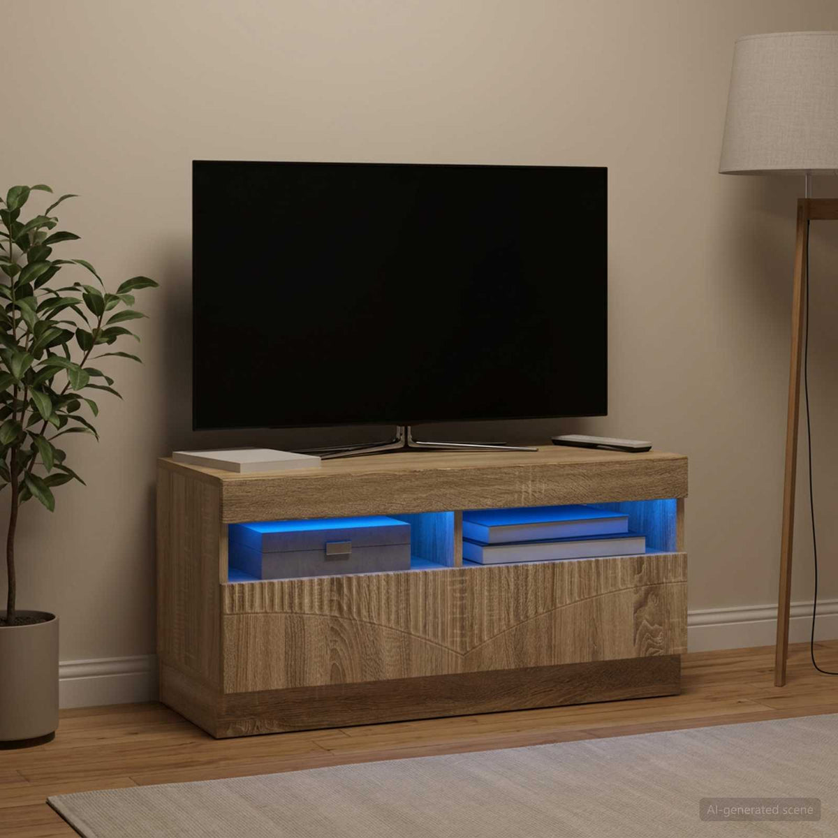 LED-TV-Schrank Sonoma-Eiche Holzwerkstoff