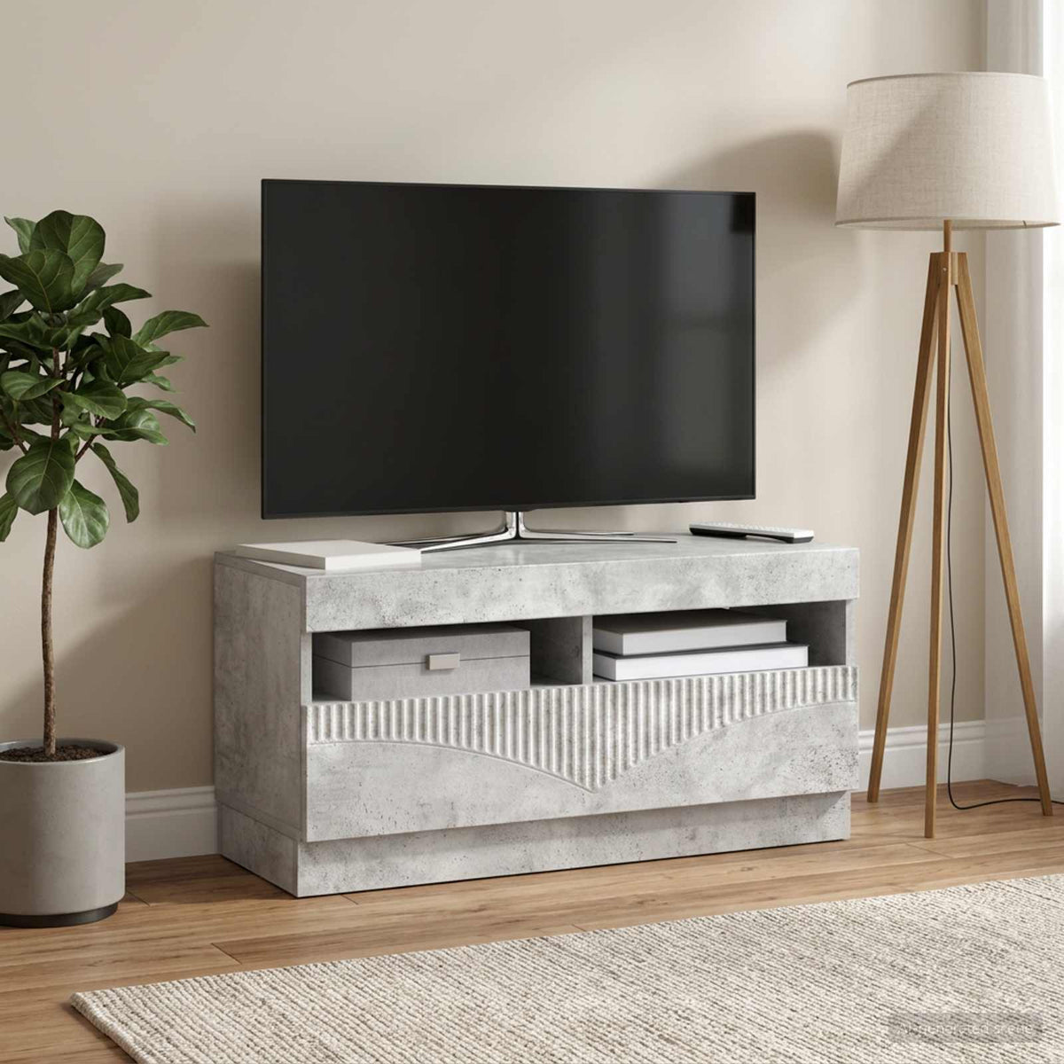 LED-TV-Schrank Betongrau Holzwerkstoff