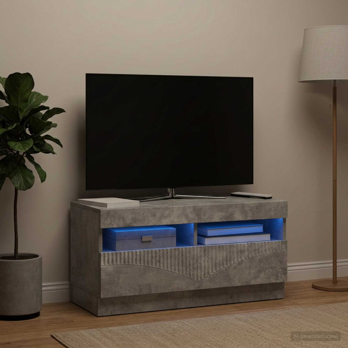 LED-TV-Schrank Betongrau Holzwerkstoff