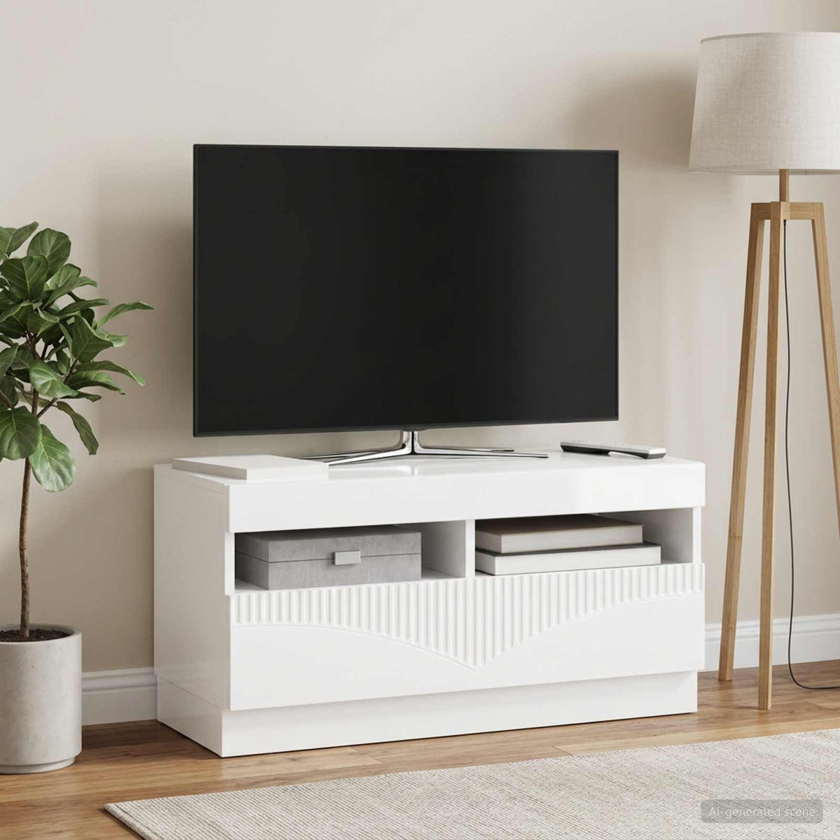 LED-TV-Schrank Hochglanz Weiß Holzwerkstoff