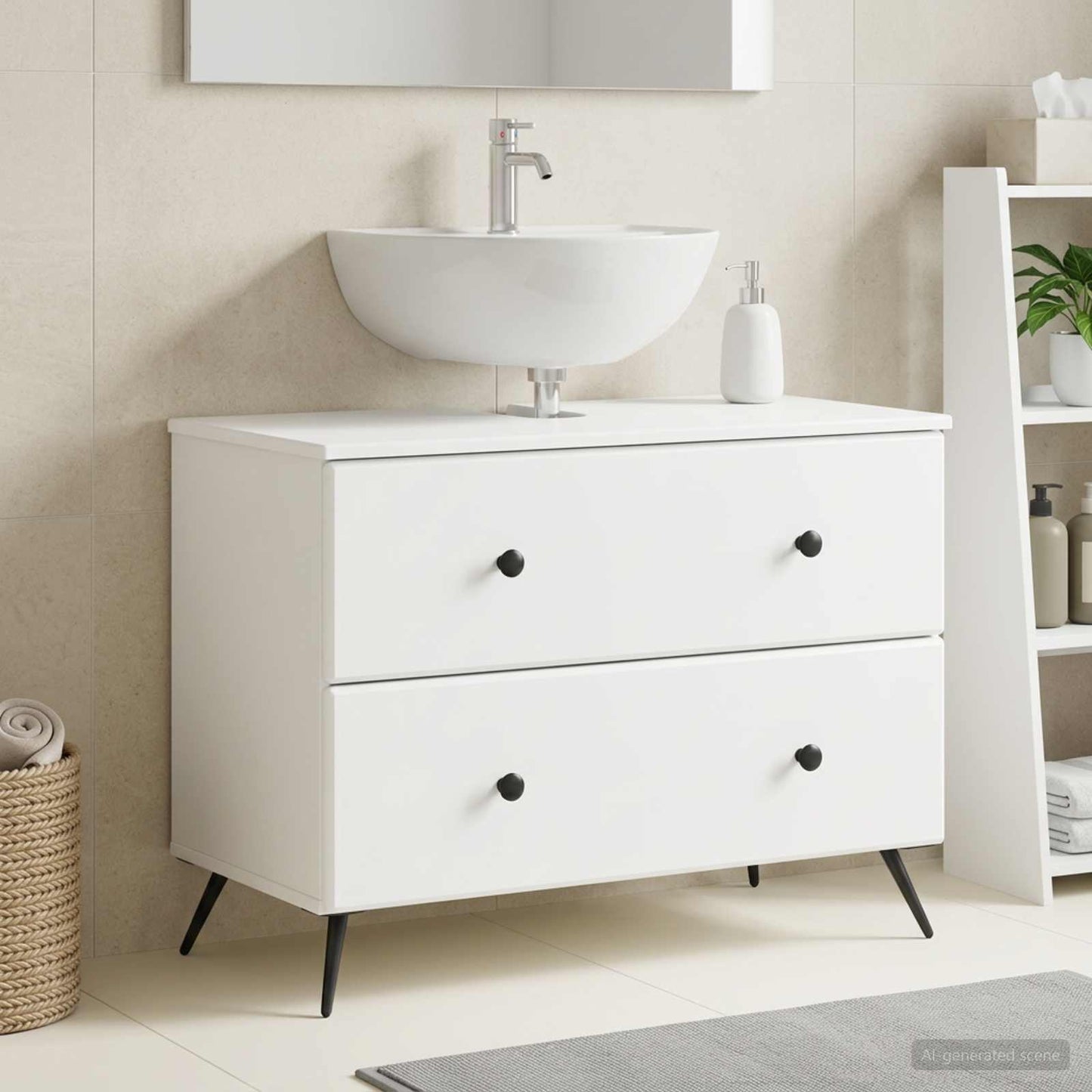 Waschbeckenschrank BREDA Weiß 82 x 41 x 59 cm Holzwerkstoff