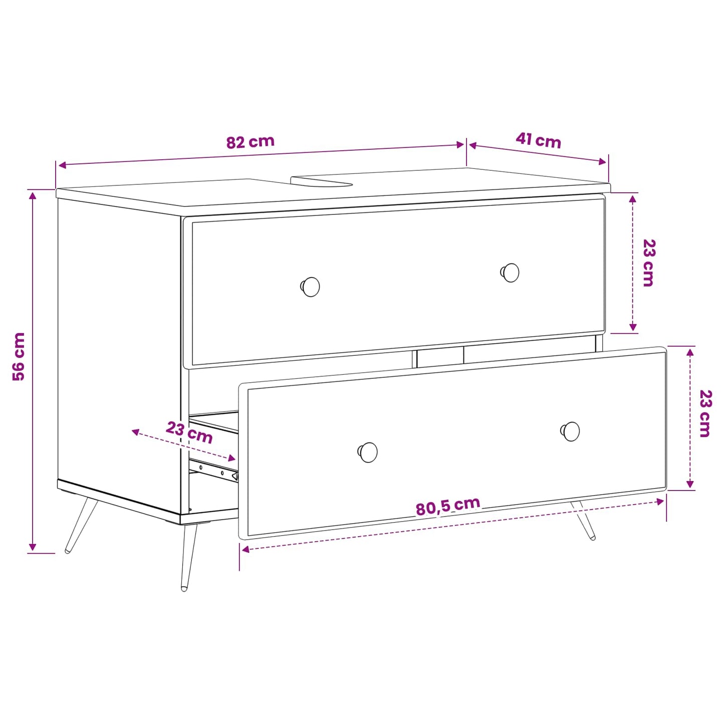 Waschbeckenschrank BREDA Weiß 82 x 41 x 59 cm Holzwerkstoff