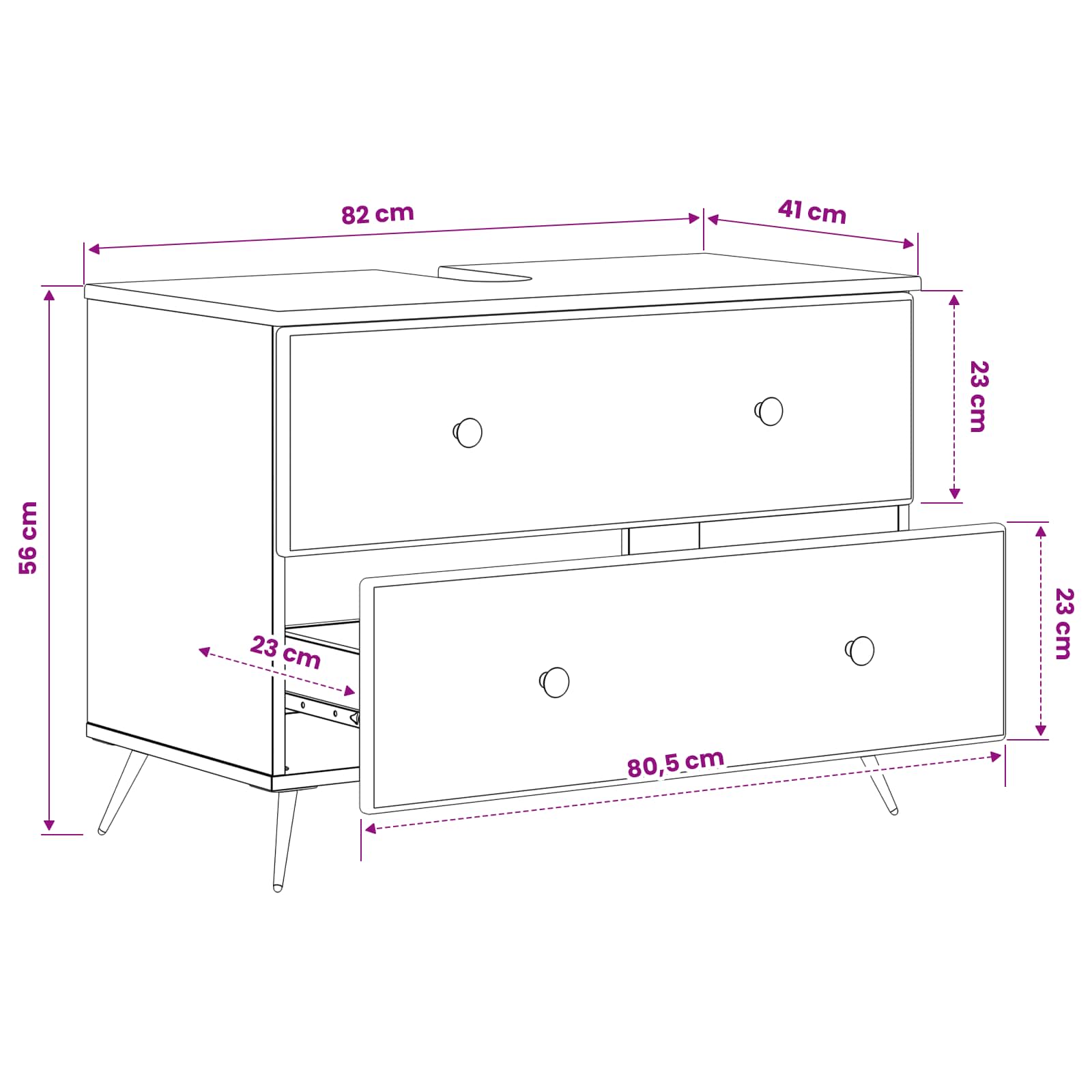 Waschbeckenschrank BREDA Weiß 82 x 41 x 59 cm Holzwerkstoff