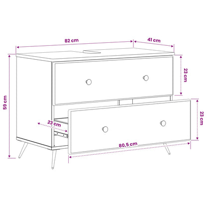 Waschbeckenschrank BREDA Betongrau 82 x 41 x 59 cm