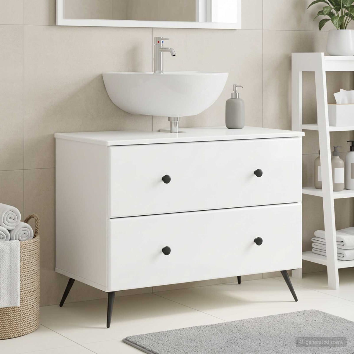 Waschbeckenschrank BREDA Hochglanz Weiß 82 x 41 x 59 cm