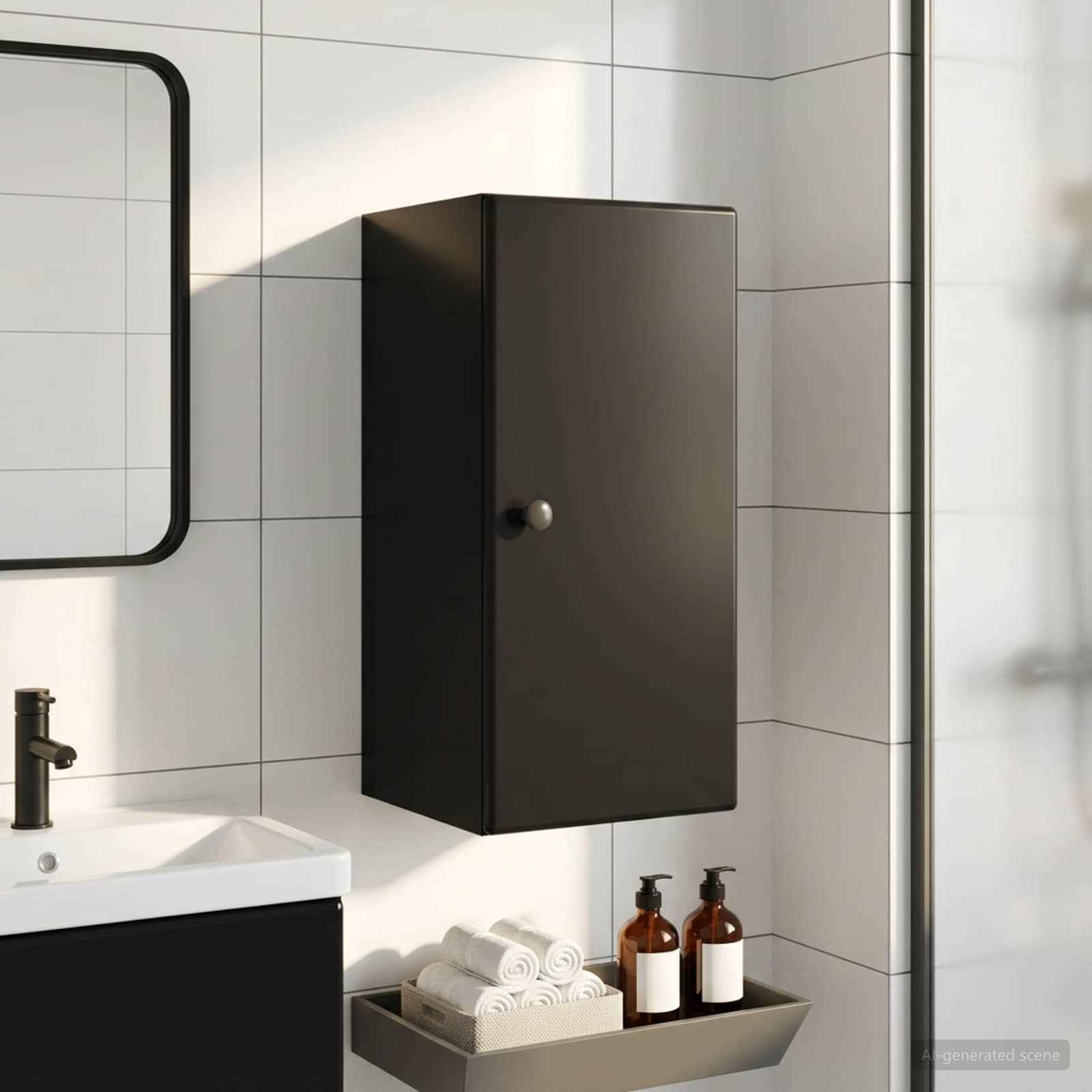 Badezimmer-Wandschrank BREDA Schwarz 30 x 31 x 59 cm