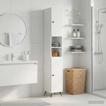 Badezimmerschrank mit offenem Regal BREDA Weiß 30 x 31 x 190 cm
