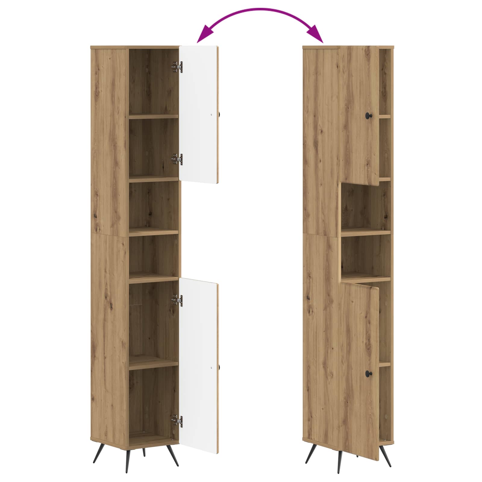Badezimmerschrank mit offenem Regal BREDA Artisan-Eiche
