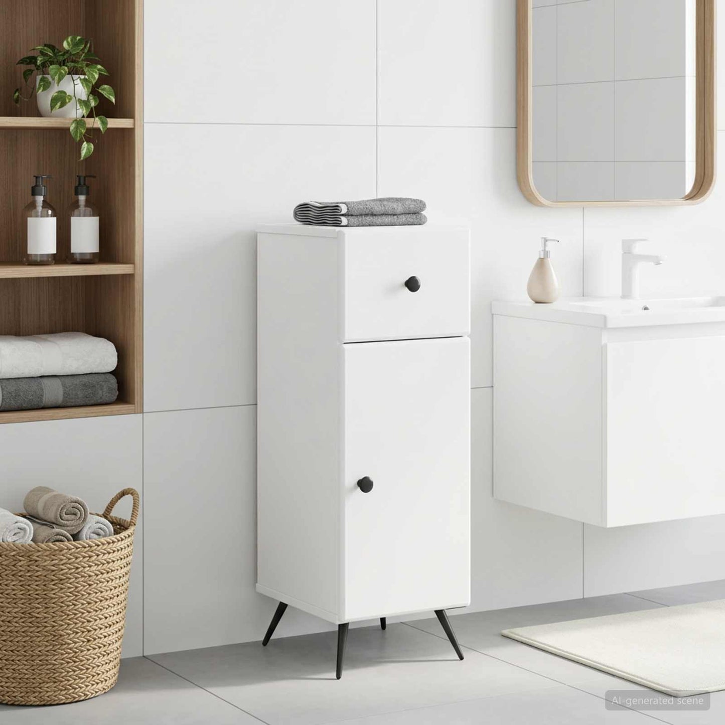Badezimmer Aufbewahrungsschrank BREDA Weiß 30 x 31 x 80 cm