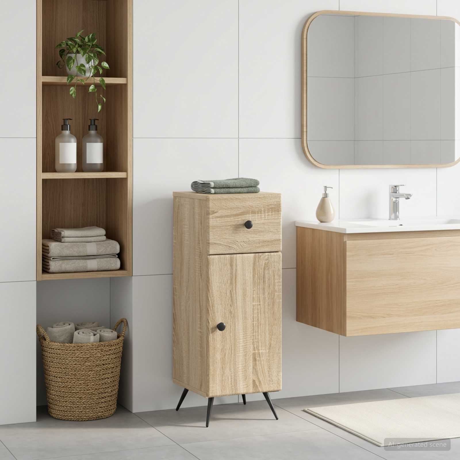Badezimmer Aufbewahrungsschrank BREDA Sonoma-Eiche