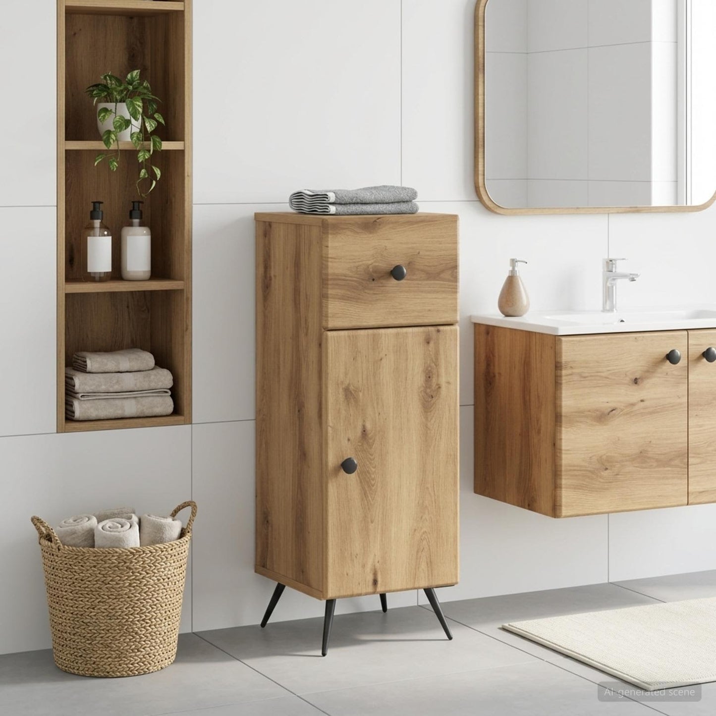 Badezimmer Aufbewahrungsschrank BREDA Artisan-Eiche