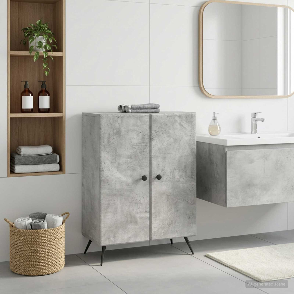 Badezimmer Aufbewahrungsschrank BREDA Betongrau