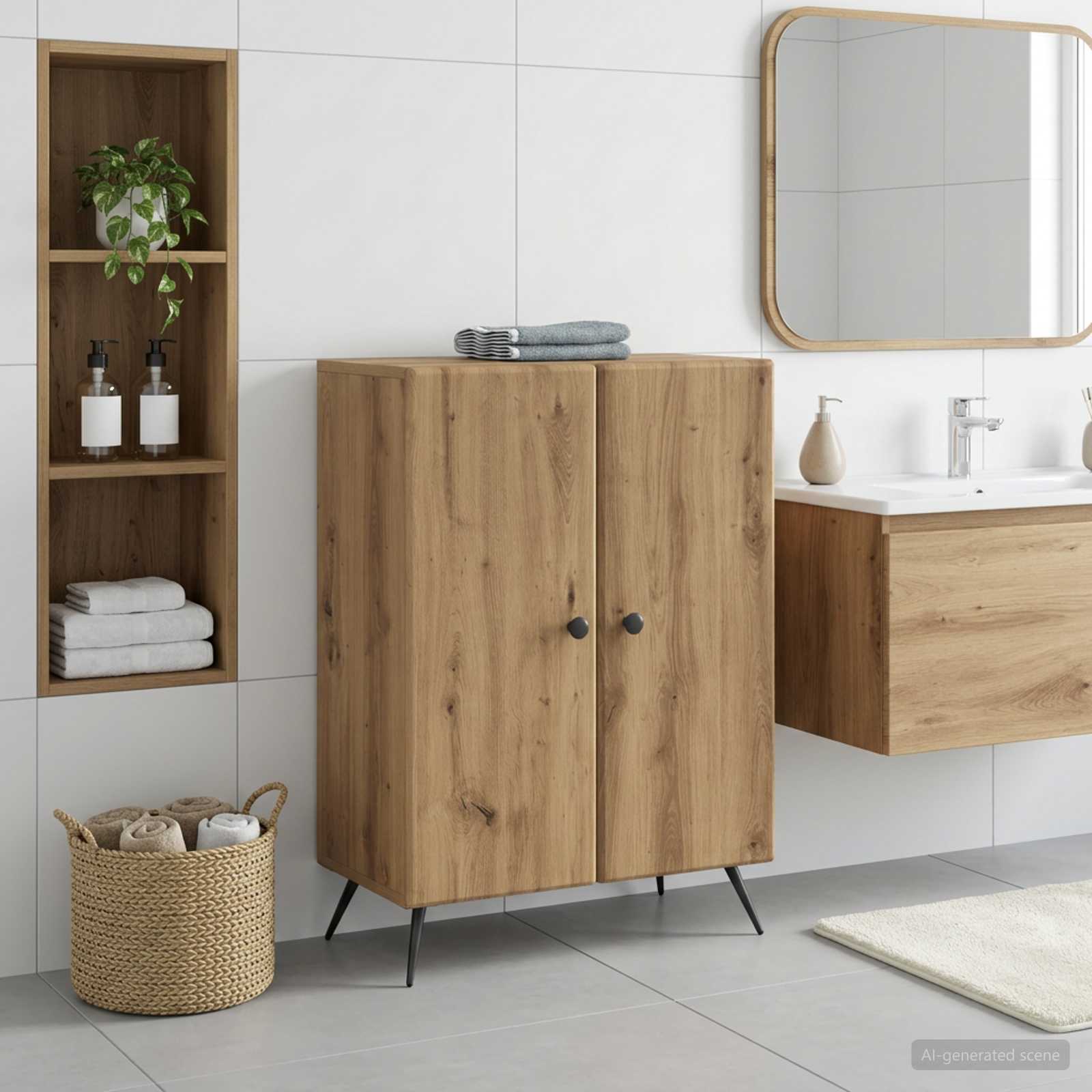 Badezimmer Aufbewahrungsschrank BREDA Artisan-Eiche