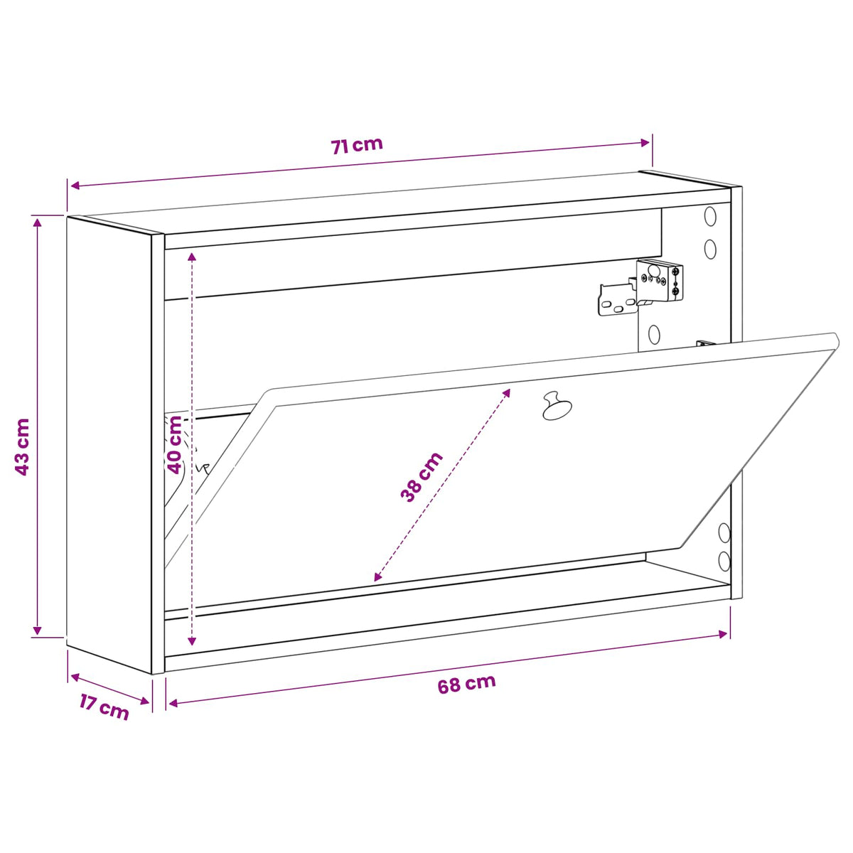 Wandmontierter Schuhschrank BREDA 71 x 17 x 43 cm Holzwerkstoff