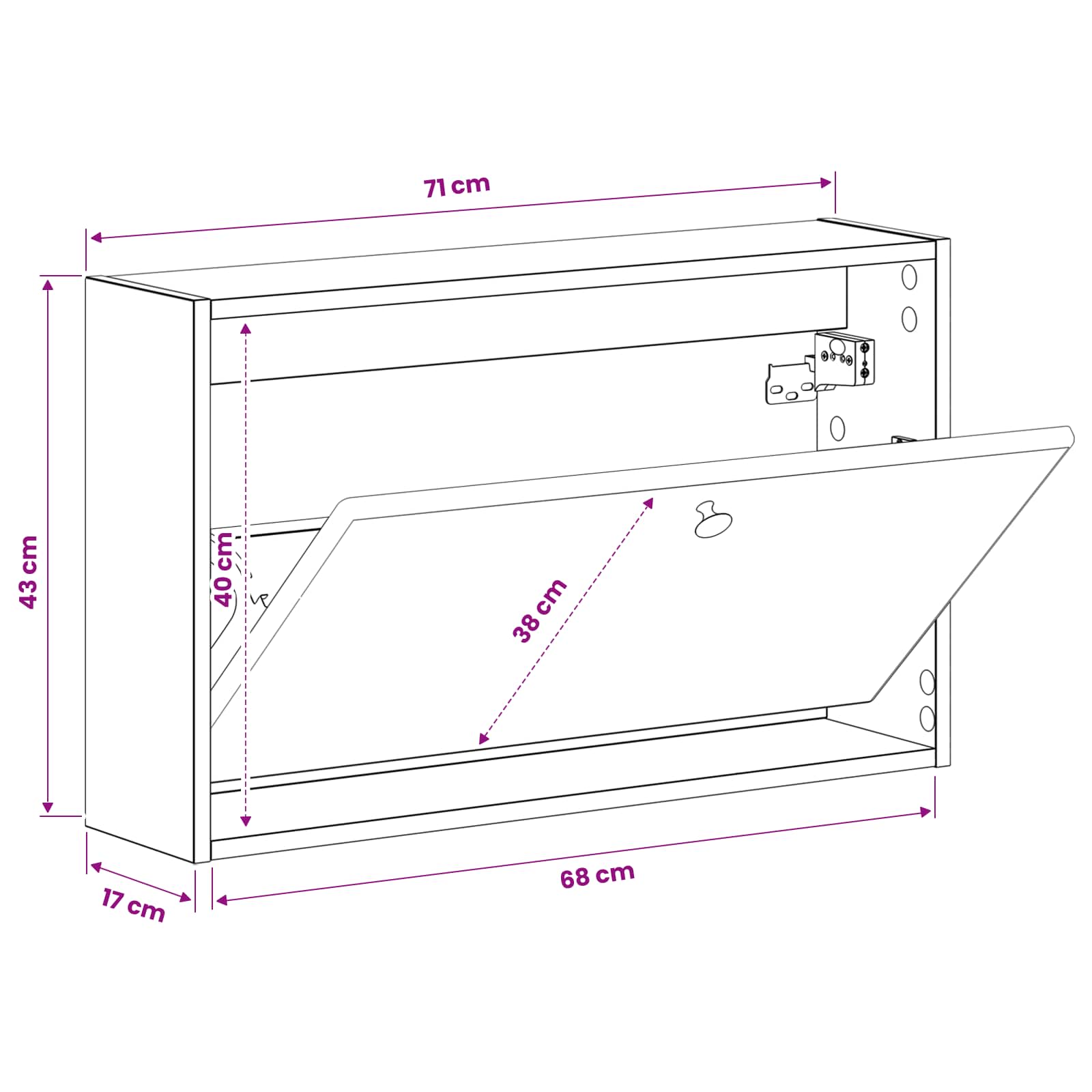 Wandmontierter Schuhschrank BREDA 71 x 17 x 43 cm Holzwerkstoff