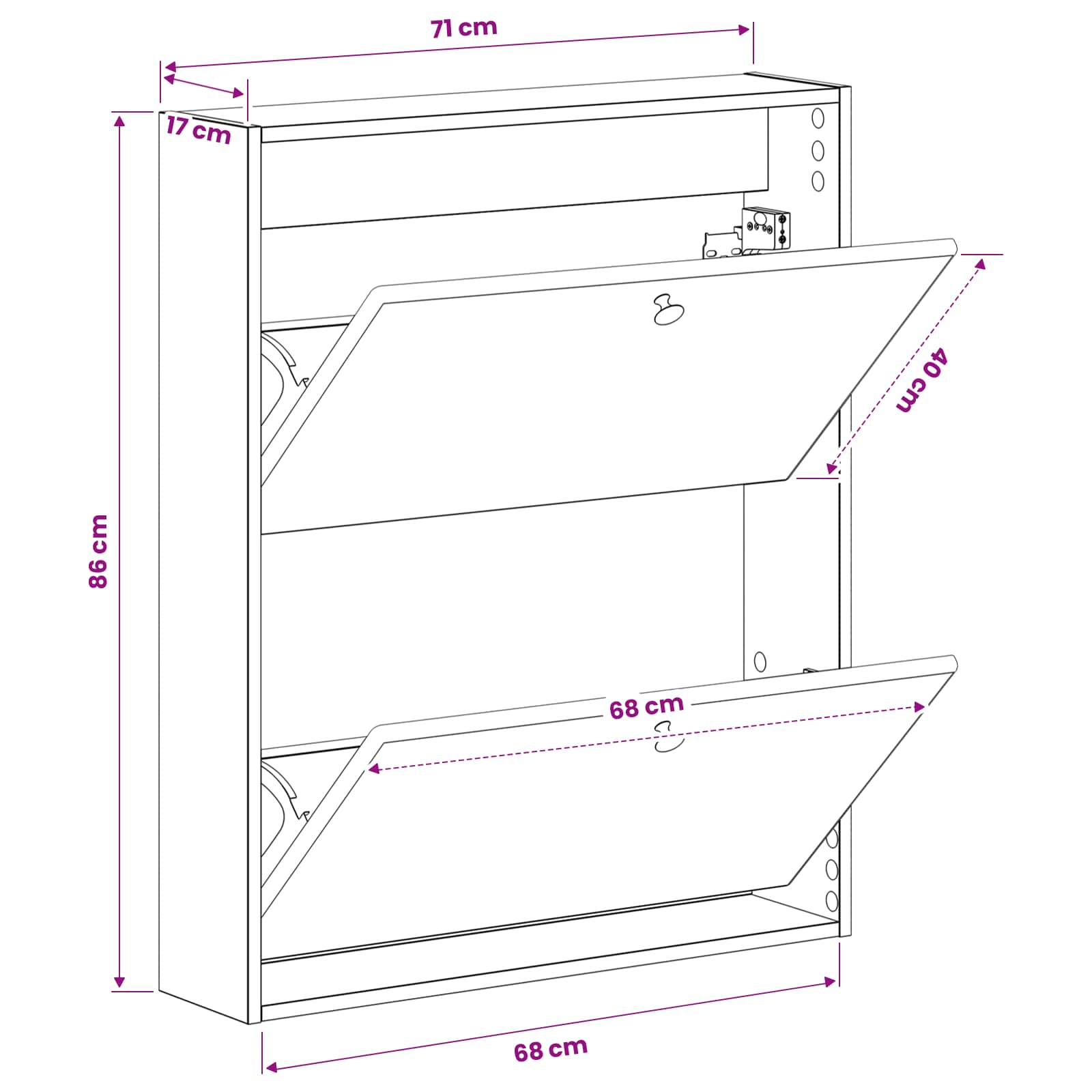 Wandmontierter Schuhschrank BREDA 71 x 17 x 86 cm Holzwerkstoff