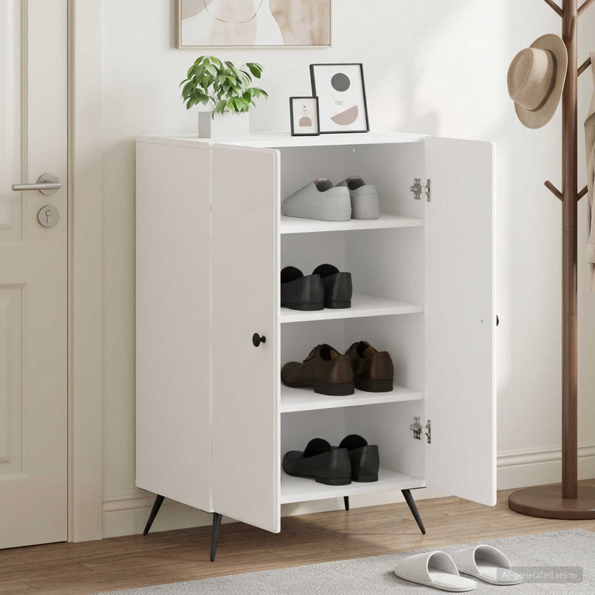 Schuhschrank BREDA 59,5 x 39,5 x 90 cm Holzwerkstoff Weiß