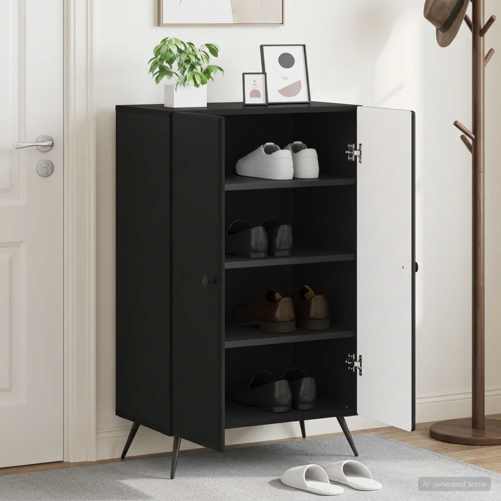 Schuhschrank BREDA 59,5 x 39,5 x 90 cm Holzwerkstoff Schwarz