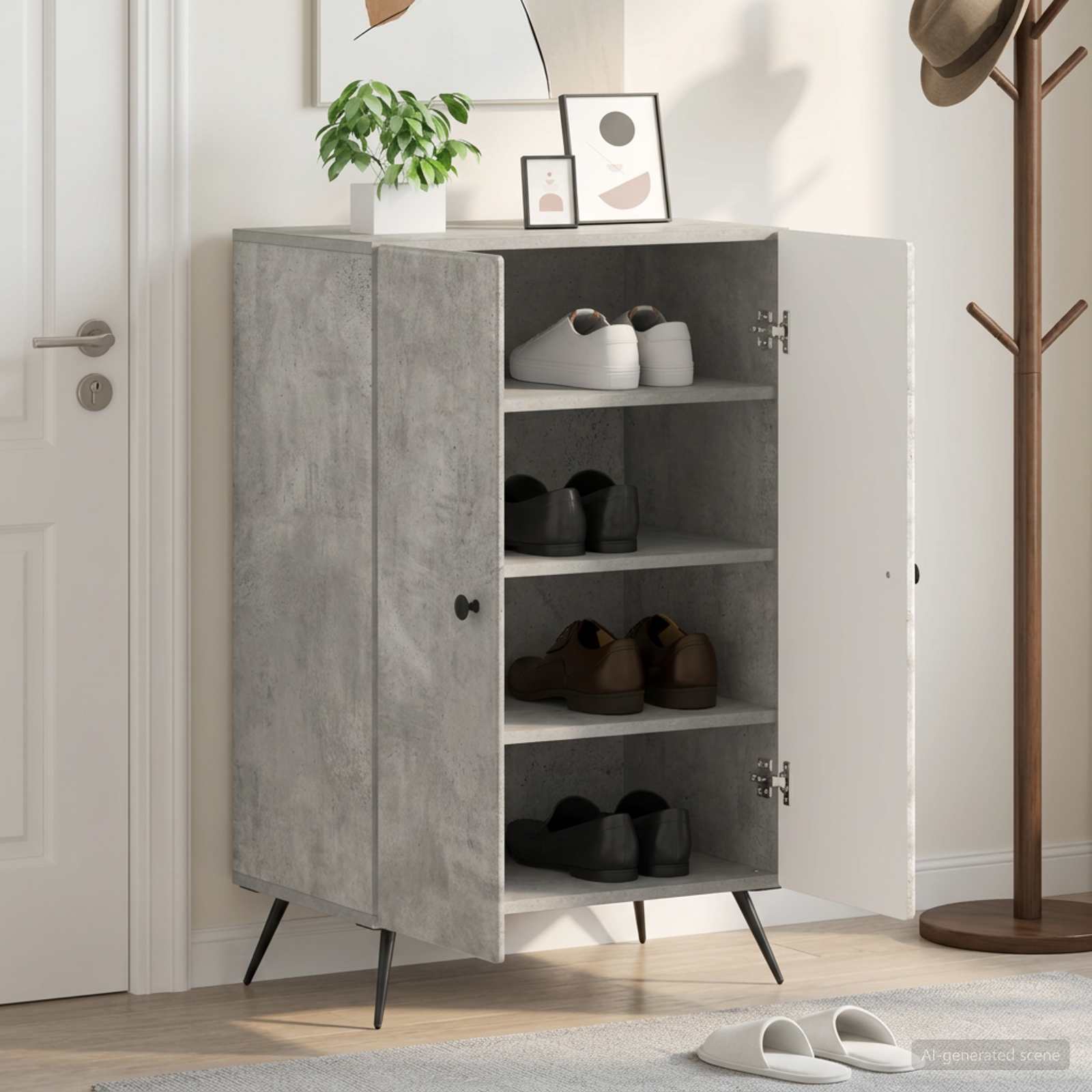 Schuhschrank BREDA 59,5 x 39,5 x 90 cm Holzwerkstoff Betongrau