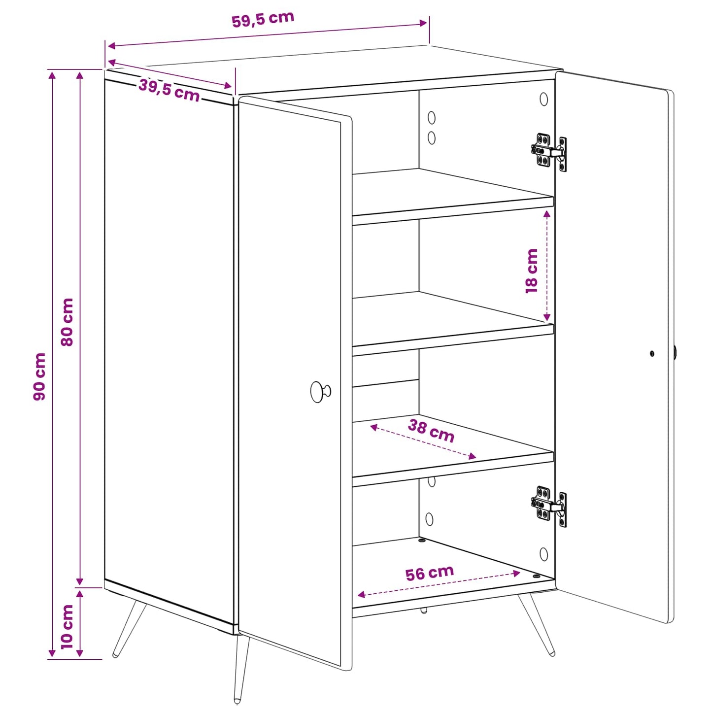 Schuhschrank BREDA 59,5 x 39,5 x 90 cm Holzwerkstoff