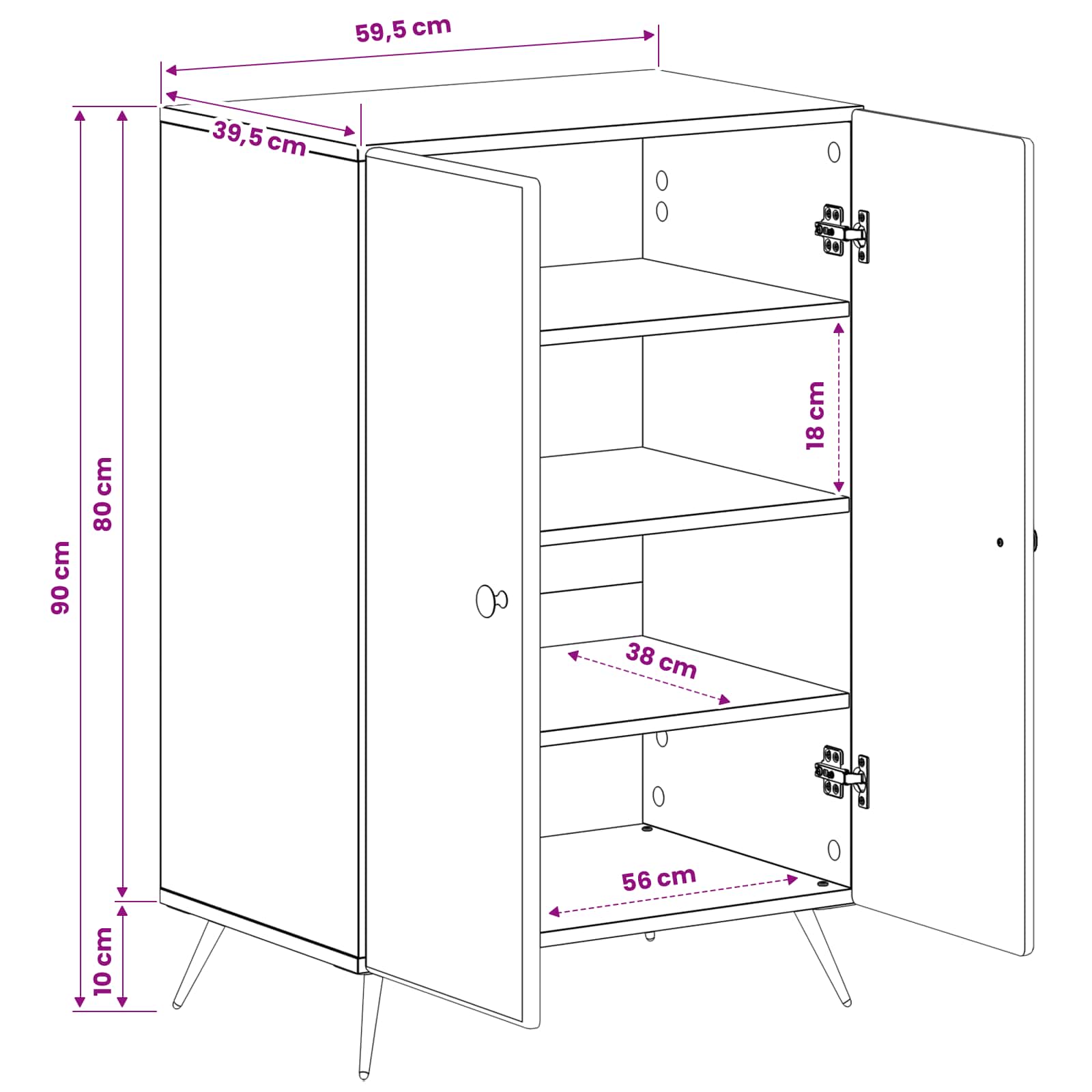 Schuhschrank BREDA 59,5 x 39,5 x 90 cm Holzwerkstoff