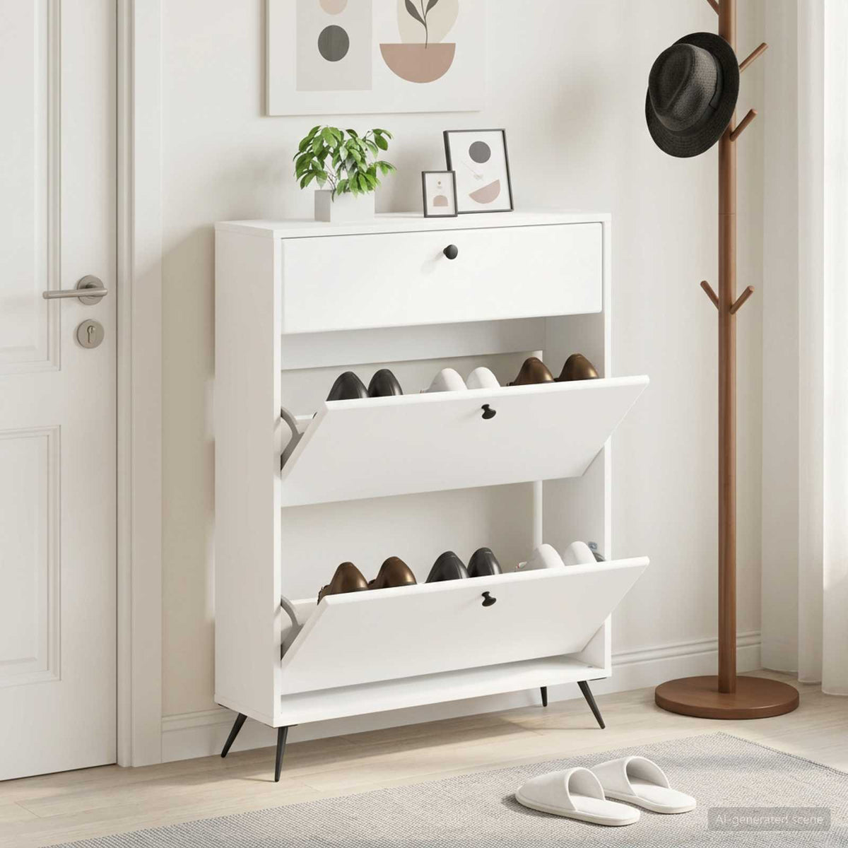 Schuhschrank BREDA 78 x 24 x 103 cm Holzwerkstoff Weiß