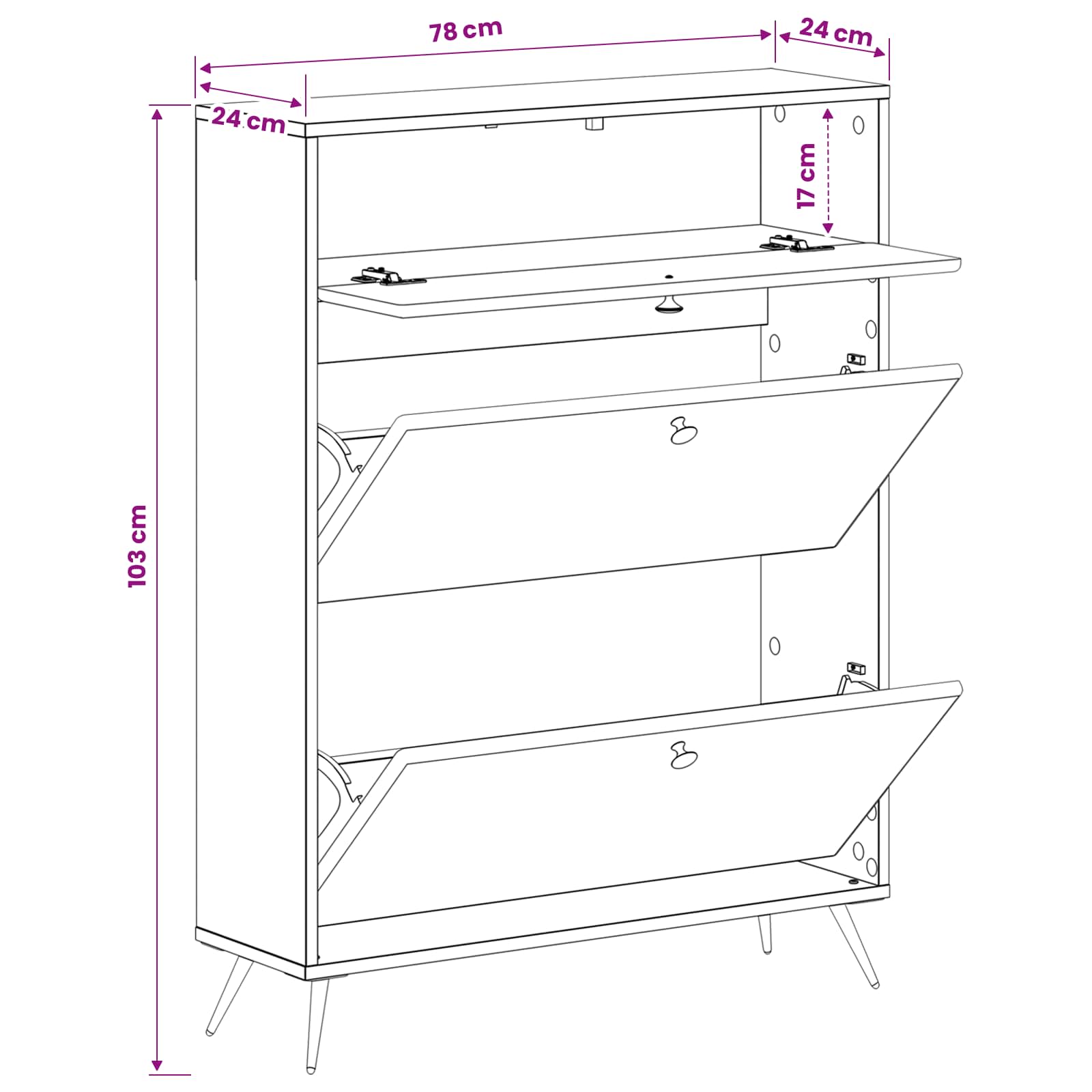 Schuhschrank BREDA 78 x 24 x 103 cm Holzwerkstoff Weiß