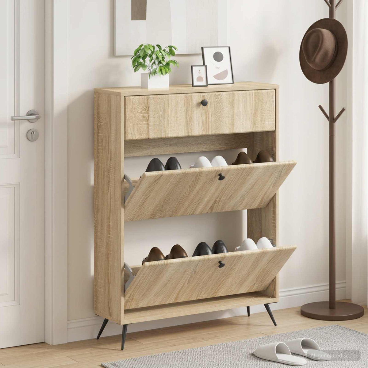 Schuhschrank BREDA 78 x 24 x 103 cm Holzwerkstoff Sonoma-Eiche