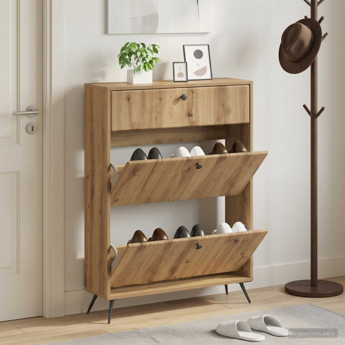 Schuhschrank BREDA 78 x 24 x 103 cm Holzwerkstoff Artisan-Eiche