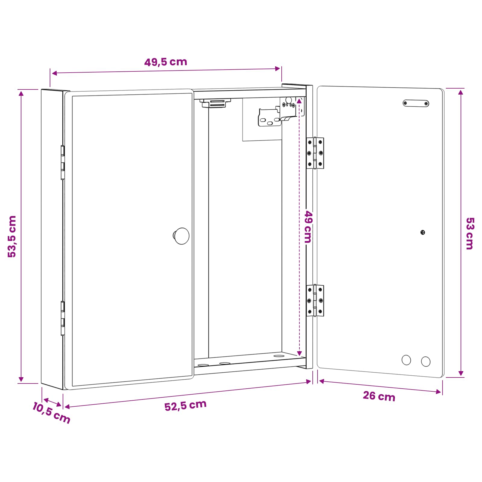 Dartboard Schrank BREDA Schwarz 52,5 x 10,5 x 53,5 cm