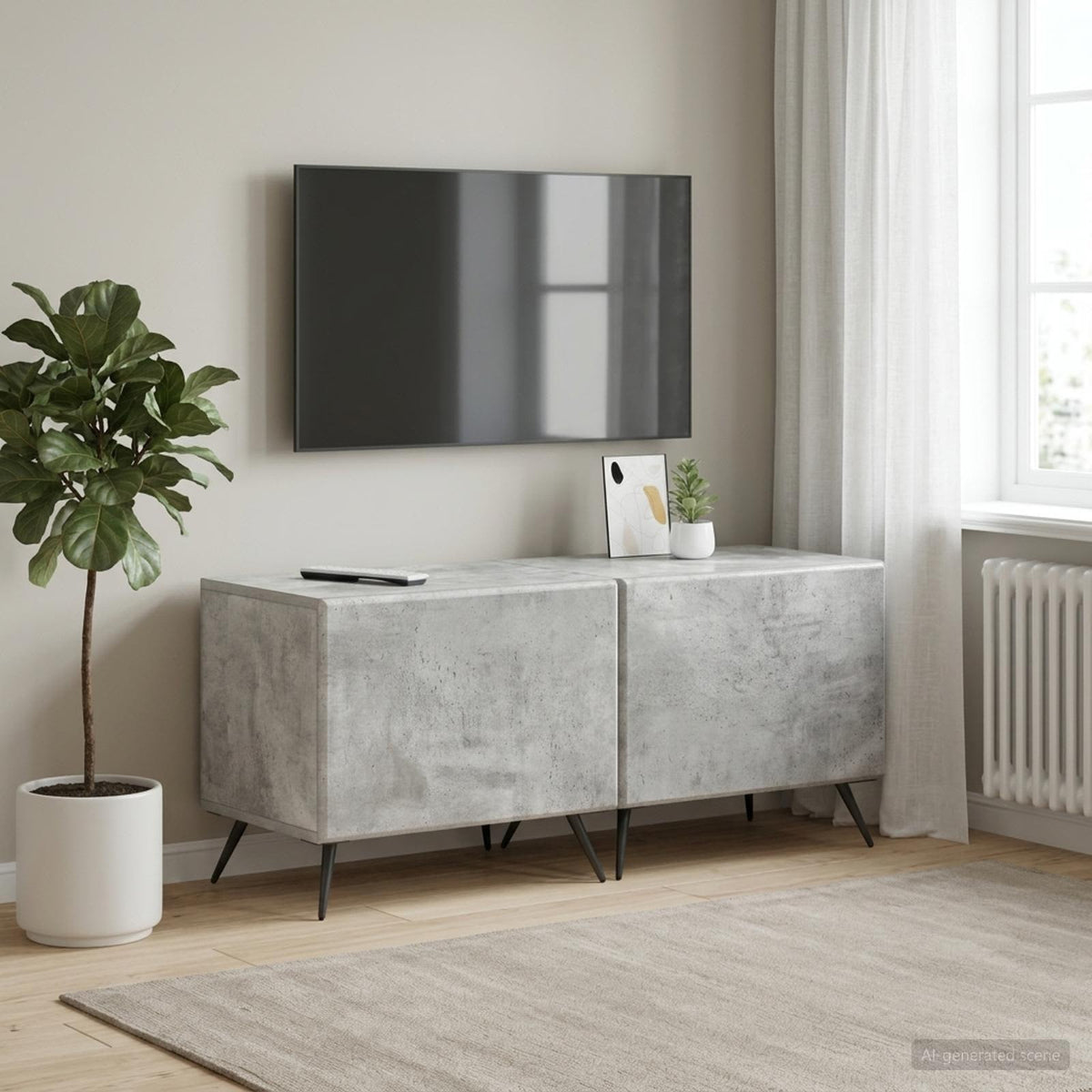 TV-Schrank Betongrau Holzwerkstoff