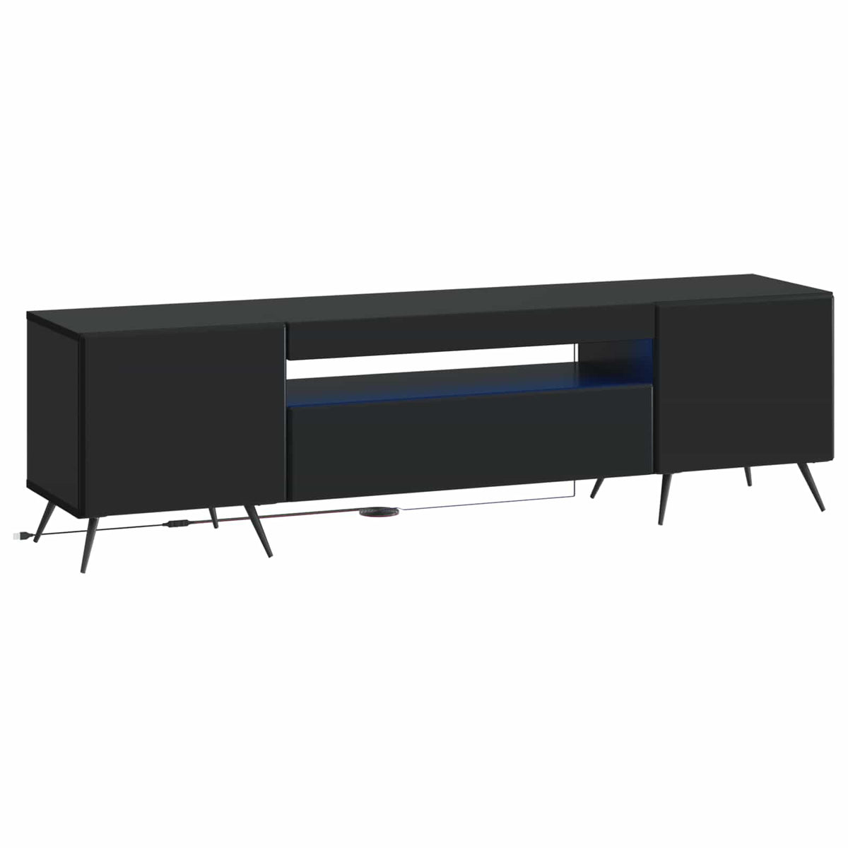LED-TV-Schrank Schwarz Holzwerkstoff