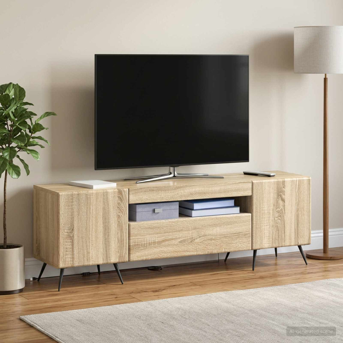 LED-TV-Schrank Sonoma-Eiche Holzwerkstoff