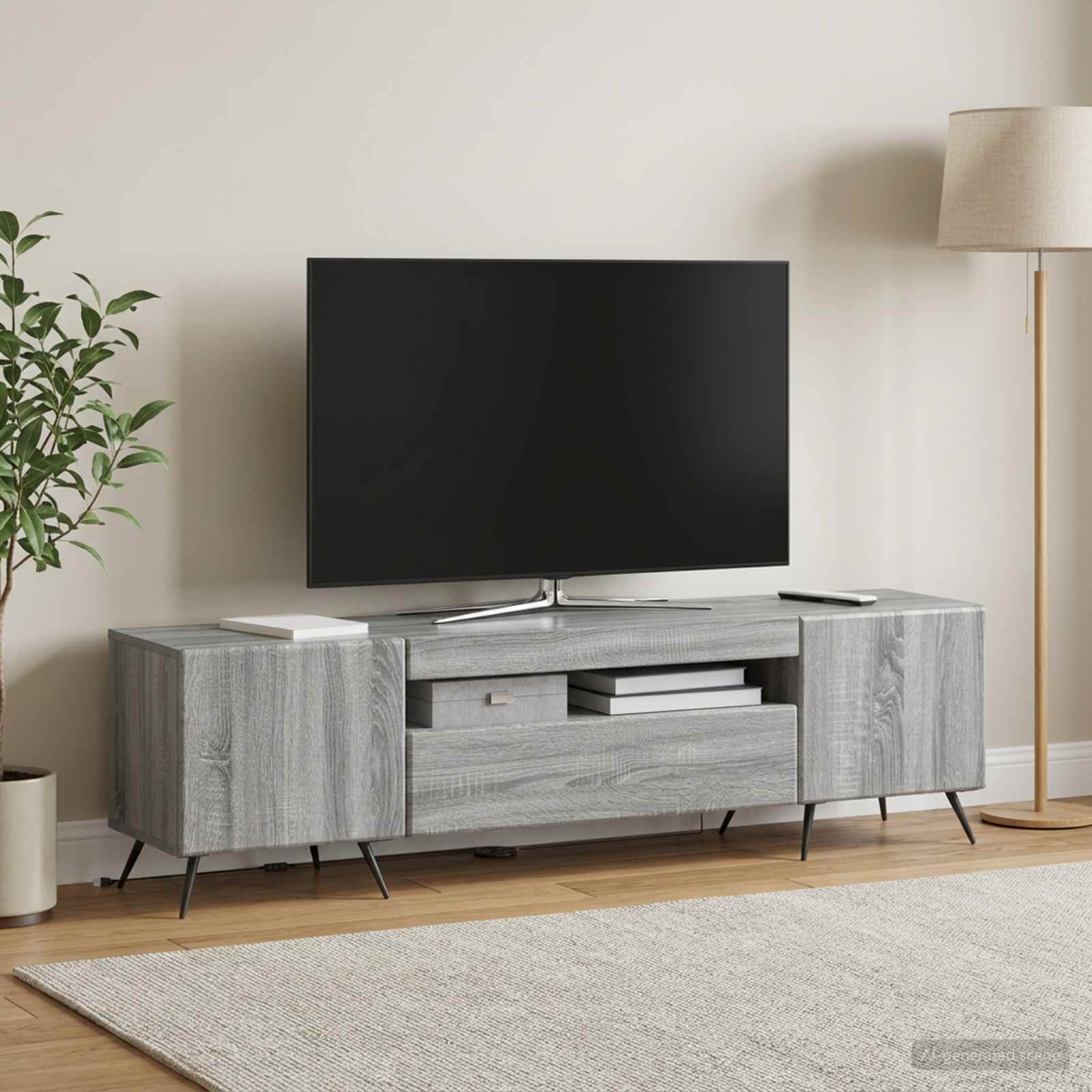 LED-TV-Schrank Sonoma-Grau Holzwerkstoff