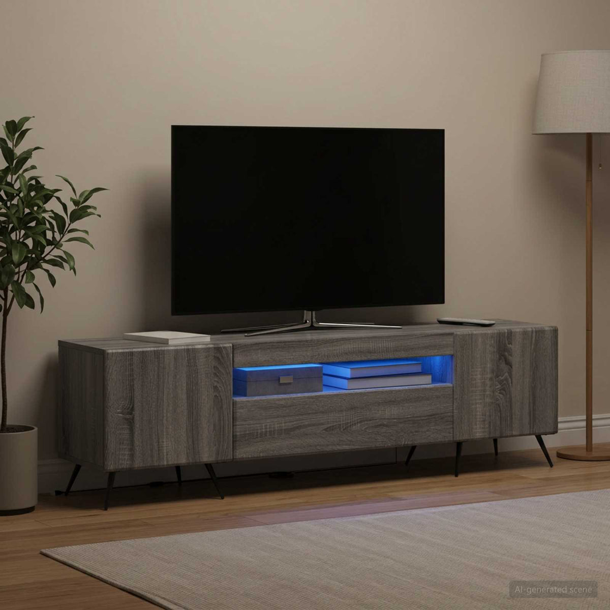 LED-TV-Schrank Sonoma-Grau Holzwerkstoff