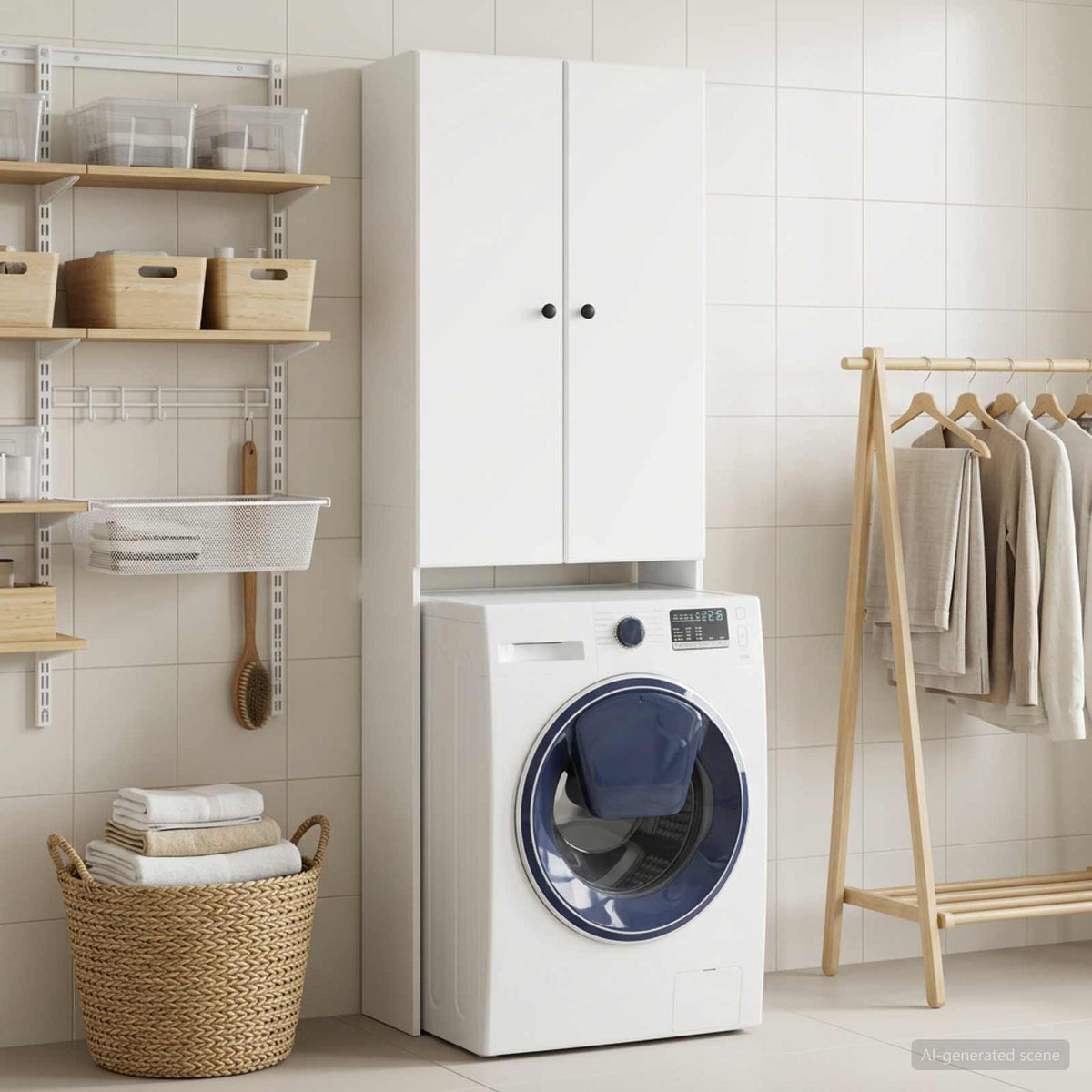 Toilettenschrank BREDA Weiß 66 x 25,5 x 190 cm Holzwerkstoff