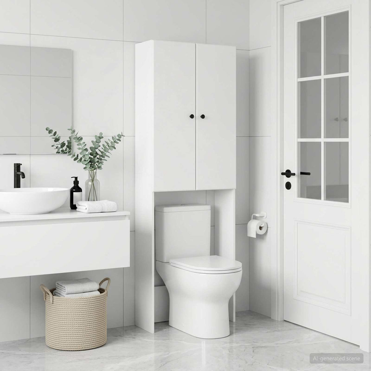 Toilettenschrank BREDA Weiß 66 x 25,5 x 190 cm Holzwerkstoff