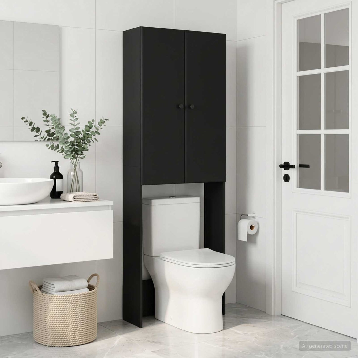 Toilettenschrank BREDA Schwarz 66 x 25,5 x 190 cm Holzwerkstoff