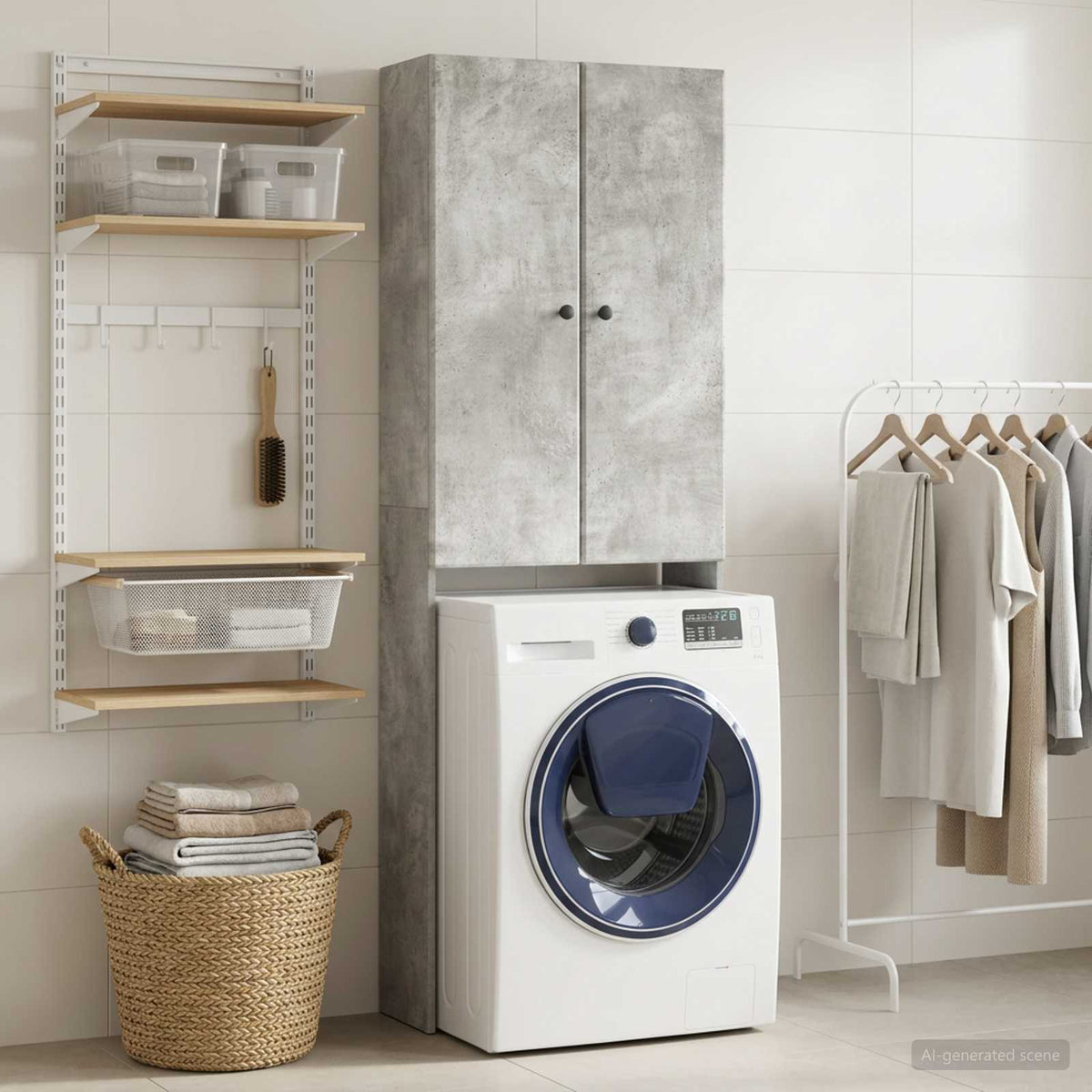 Toilettenschrank BREDA Betongrau 66 x 25,5 x 190 cm