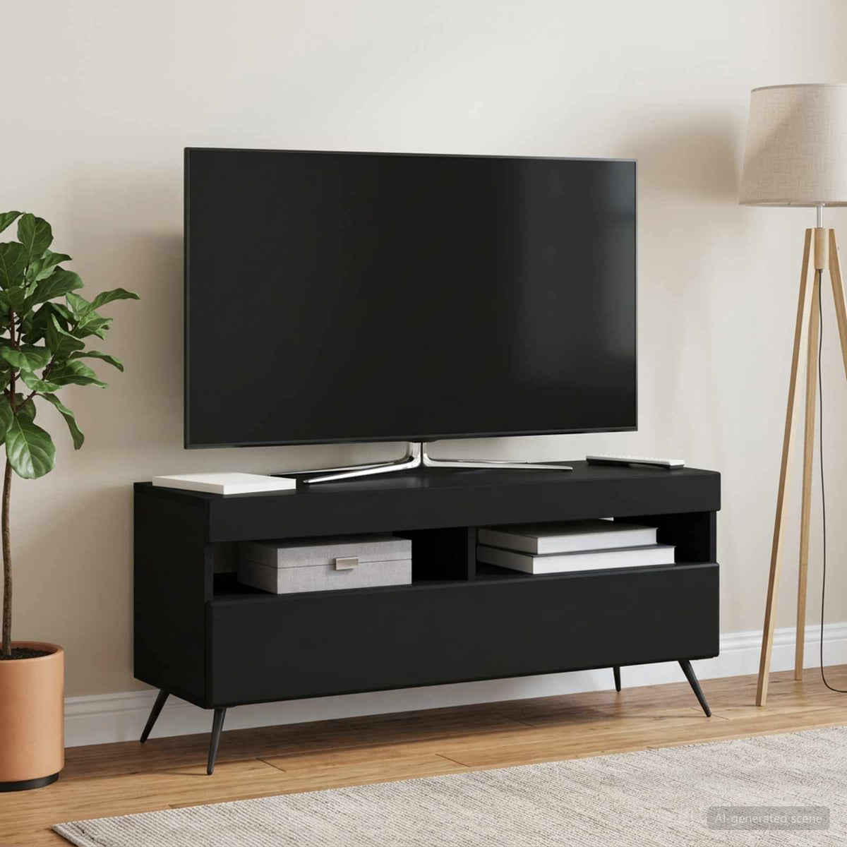 LED-TV-Schrank Schwarz Holzwerkstoff