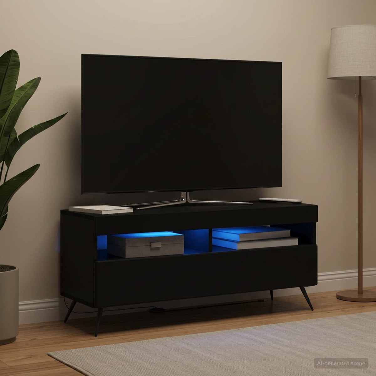 LED-TV-Schrank Schwarz Holzwerkstoff