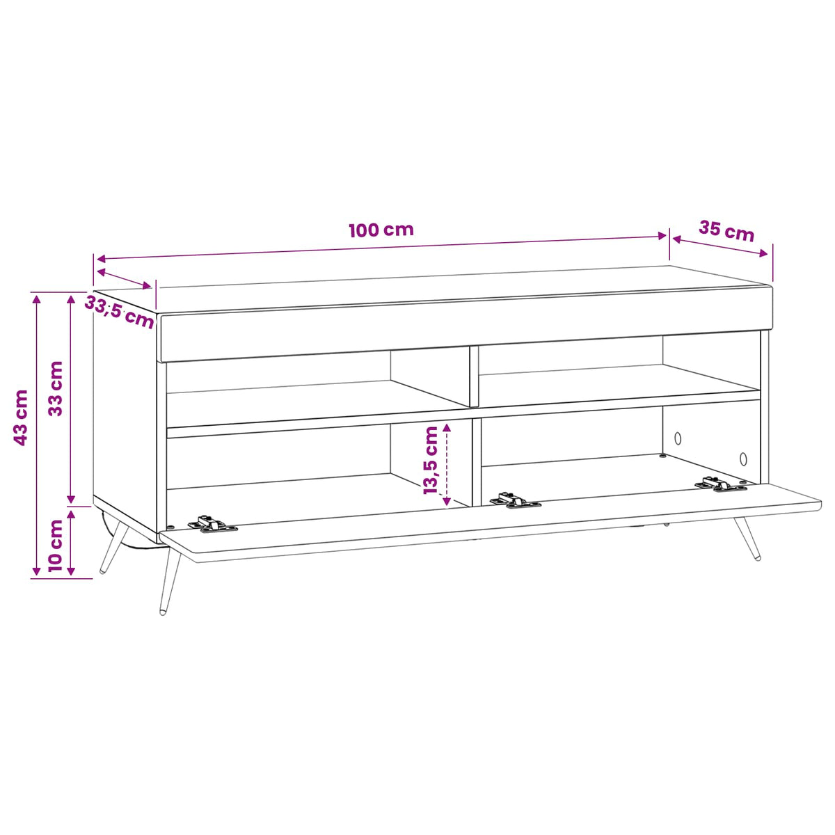 LED-TV-Schrank Schwarz Holzwerkstoff