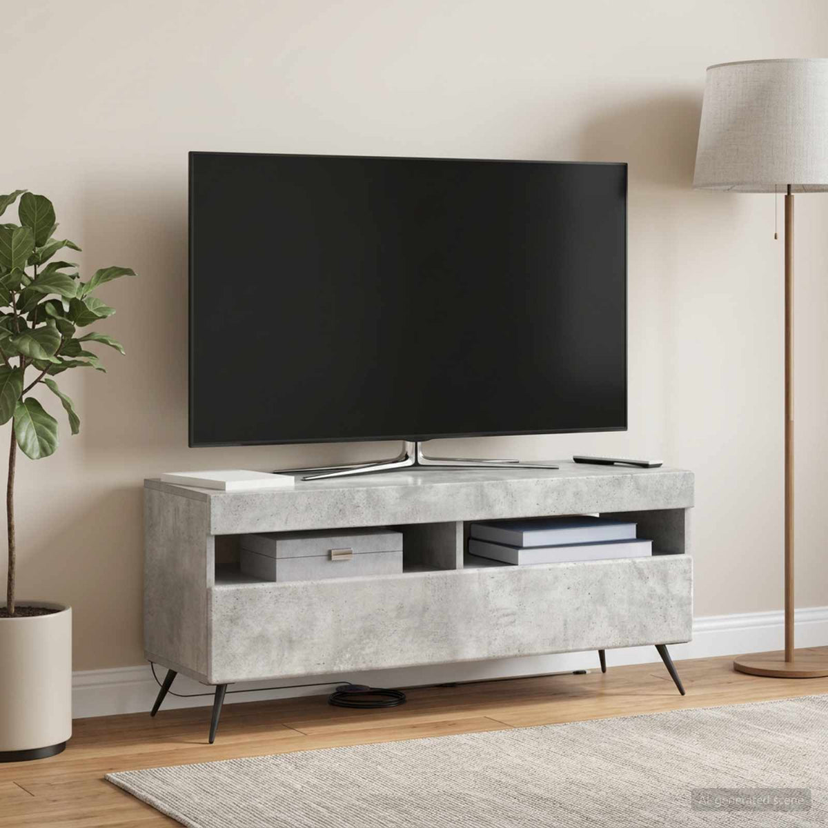 LED-TV-Schrank Betongrau Holzwerkstoff