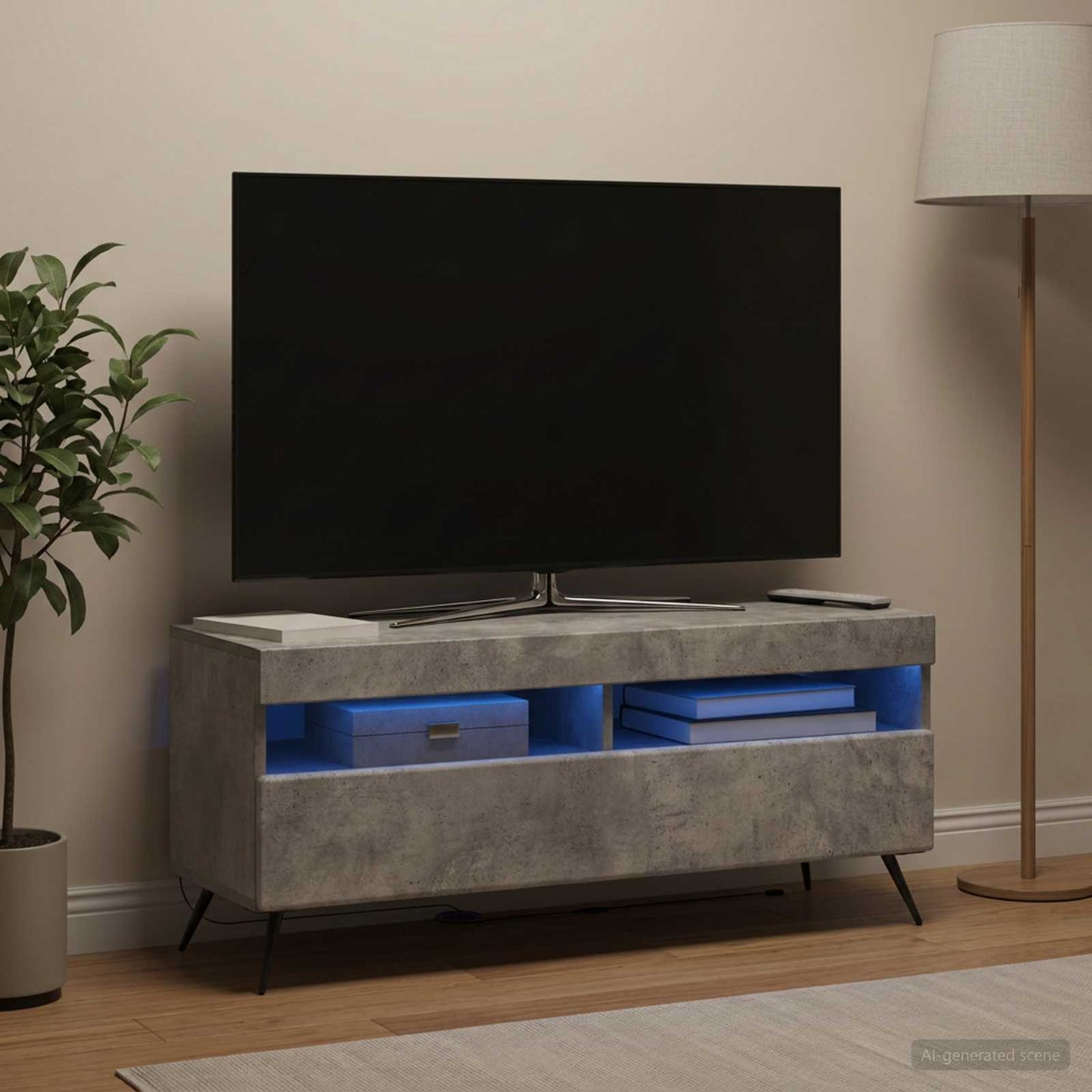LED-TV-Schrank Betongrau Holzwerkstoff
